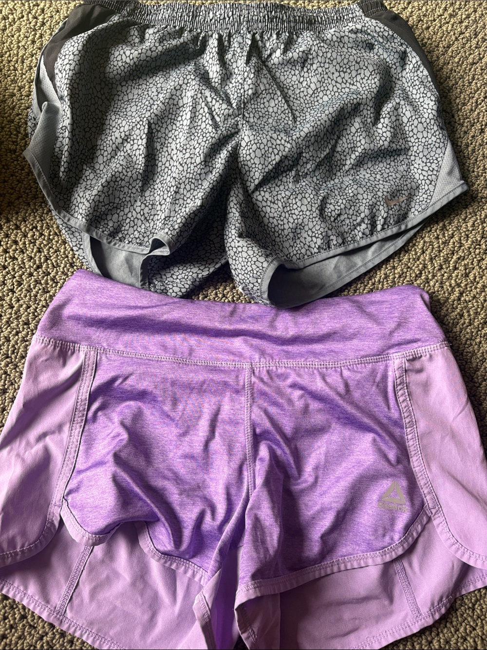Lot 2 Womens Nike Dri Fit and Reebok Running Shorts built in panties